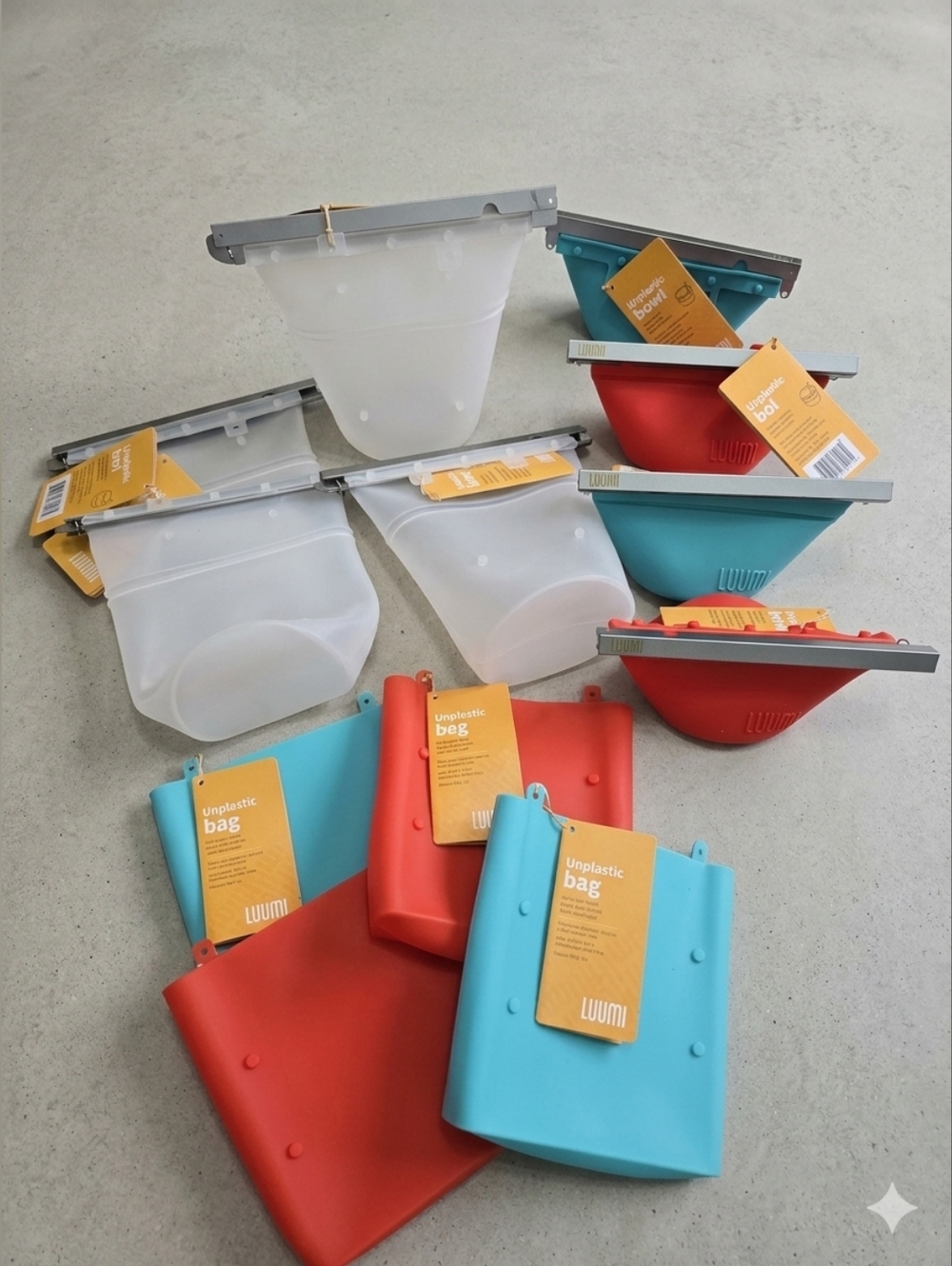 Luumi Unplastic Silicone SET Folding  Bowls & Sandwhich Bags & BONUS LUUMI LIDS